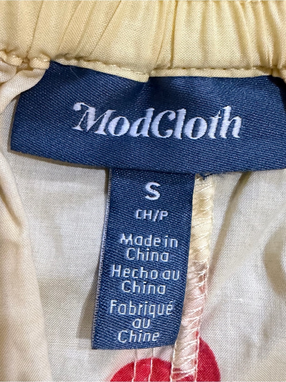 ModCloth A-Line Yellow and Red Cherries Cotton Skirt Size Small - Picture 4 of 7